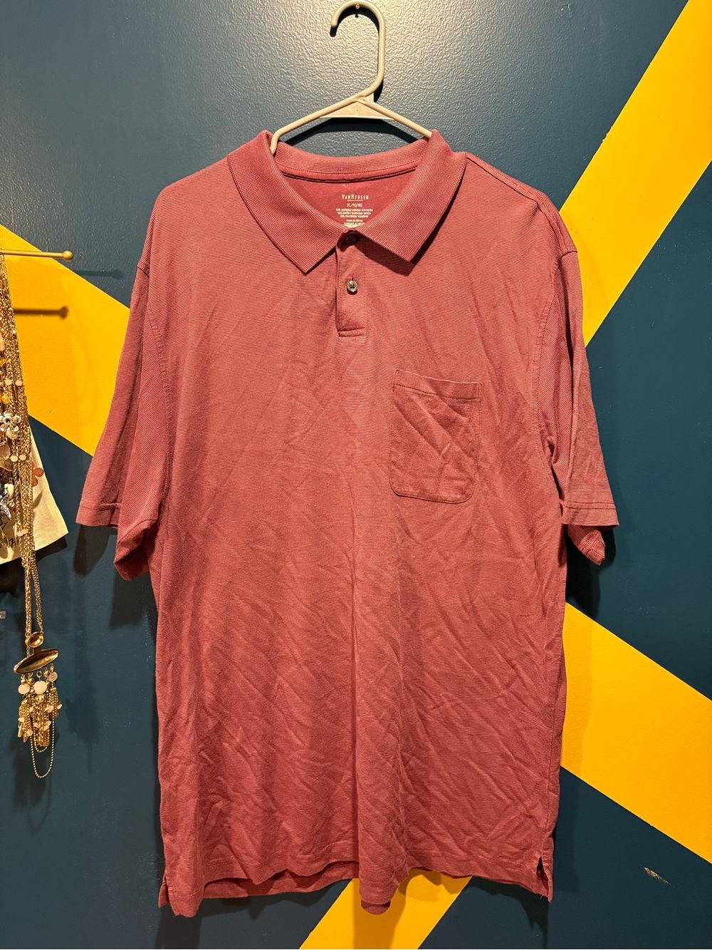 Van Heusen Mauve Short Sleeve Polo Shirt EUC